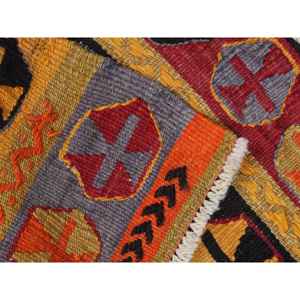 พรมวินเทจขนาดเล็ก 2x3.3 ฟุต สีแดงเหลือง พรมโมร็อกโกทำจากขนสัตว์ - Product Image 5