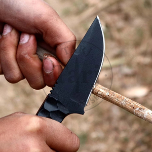 Couteau tactique EDC à lame fixe en acier à haute teneur en carbone, fourreau en cuir, revêtement noir, pointe tombante, lame pleine, camping, chasse, 3 ans - Product Image 4