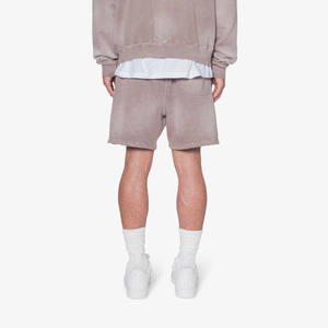 Short d'été pour hommes personnalisé de haute qualité Vintage en détresse lavé à l'acide coton éponge français Streetwear blanc haut motif solide - Product Image 4