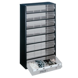 RAACO B306xD150xH552mm <b>Small</b> Parts Organizer Galvanized Steel Sheet 8 <b>Drawers</b> Polypropylene Dark Blue/Transparent Storage Trays" - Product Image 1