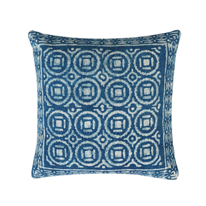 Taie d'oreiller lombaire en coton imprimé Indigo Vintage Technique tissée pour la décoration intérieure d'un canapé ou d'un hôtel - Product Image 1