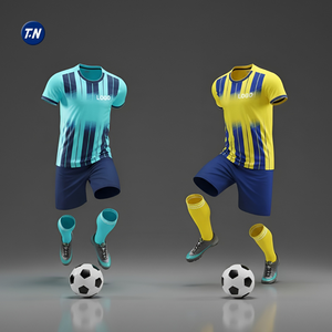 Maillots de football d'équipe avec logo personnalisé - 100% polyester, impression numérique, col en V, manches courtes, tissu extensible quadridirectionnel, respirant, devant/arrière - Product Image 1