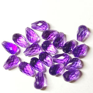 Gotas perforadas superiores de amatista africana de alta calidad, cuentas de taladro lateral de amatista facetada de gota de lágrima de 10x8mm, venta al por mayor, Briolette de amatista - Product Image 1