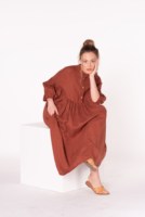 Caftan en lin manches longues été Boho robe Maxi robe en lin grande taille allaitement lin maternité robe à manches longues