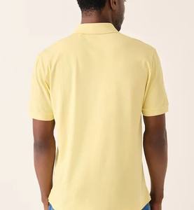 Polo de golf personnalisé 100% coton pour hommes haute qualité manches courtes nouvelle technique unie grande taille couleur jaune coupe régulière - Product Image 2