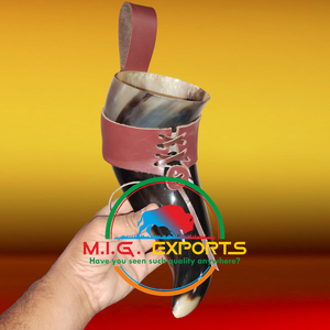 Cuerno para Beber, Cuerno para Chupitos con Soporte de Madera, 3 Cuernos para Chupitos, 100% Auténtico, a Prueba de Olores, Apto para Alimentos, para Fiestas en Casa - Product Image 2