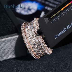 Offre Spéciale Original 925 argent Sterling 18K or rose baguette et diamant rond entièrement glacé bague pour hommes rappeur bijoux - Product Image 5