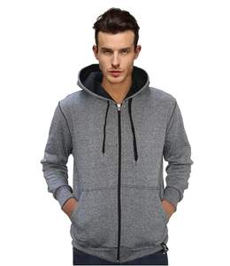 Sudadera con Capucha y Cremallera para Hombre, 100% Algodón, Cómoda, Moderna, Estilo Invernal, Color Sólido, Impresión Personalizada, Ecológica, Transpirable, Directa - Product Image 4