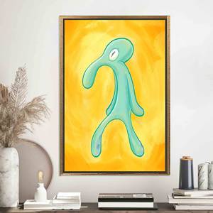 Impression sur toile Bold Squidward : Décoration murale artistique, œuvre d'art vibrante, toile encadrée dorée - Product Image 1