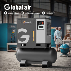 ضاغط هواء صناعي محمول أحادي الطور V صغير 7.5KW صامت 10HP مع خزان غاز مجفف مع CE استخدام المسمار - Product Image 1