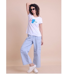 Camiseta de media manga con cuello estampado elegante y elegante de ODM Supply, cómoda Lona de moda para el verano, camisetas de talla grande para mujer - Product Image 1