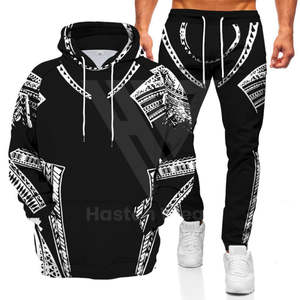 Nouvel ensemble de sweat-shirts surdimensionnés à motif vintage personnalisé, respirant, jogging pour hommes, sweat-shirts décontractés, ensemble de pantalons à capuche - Product Image 2