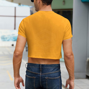 OEM Custom <b>Men</b> 100% Cotton Solid Knitted <b>Crop</b> T-Shirt High Quality Short Sleeve Regular Fit - Product Image 4