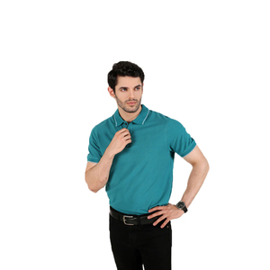 Camiseta Deportiva WAGSAM para Hombre, de Color Sólido, Manga Corta, Transpirable, Tejida en Poliéster/Algodón, Estilo Casual, Verde Azulado - Product Image 1