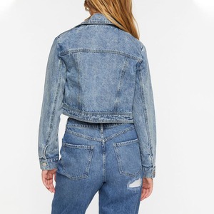 Logotipo personalizado Diseño elegante Deportes Azul Streetwear Mujeres Jean Chaquetas de mezclilla Mujeres Chaquetas cortavientos - Product Image 4