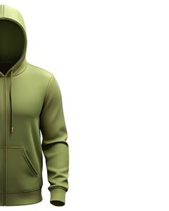 Men Olive Green <b>Zip</b> Up <b>Hoodie</b> with Front <b>Pockets</b> Adjustable Drawstring Hood Soft Fleece Sweatshirt for Casual Wear - Product Image 4