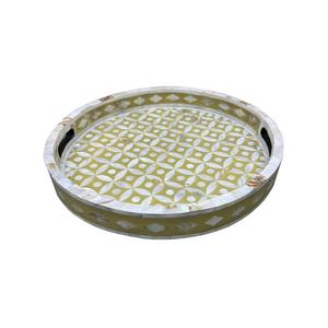 Bandeja de Servicio de Grado Comercial Ecológica con Incrustaciones de Madreperla Hecha a Mano Especial para Ramadán, Decoración del Hogar, Estilo Árabe Geométrico - Product Image 5