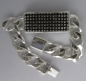 Pulsera de plata granate para hombre hecha a mano de materias primas de Bambú - Product Image 1