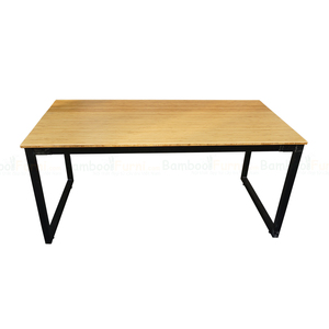 Mesa de Comedor de Bambú con Patas de Hierro 160x80cm - Nuevo Diseño, Muebles de Sala de Estar, Ensamblada, para Uso en Interiores - Product Image 1