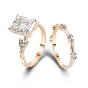 Anillo de diamante cultivado en laboratorio solitario, oro blanco de 14 quilates, corte esmeralda, CVD, joyería fina clásica de alta calidad para mujeres y hombres - Product Image 1