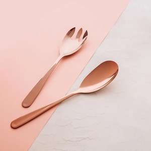 Decorative Stainless Steel Silver Salad Server Long Straw Style Brass Handmade Handle Tableware personalized salad servers - Product Image 2