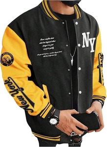 Chaqueta deportiva de invierno personalizada para hombre 2025, ropa informal de béisbol universitaria de retazos de lana de alta calidad con cuello levantado - Product Image 2