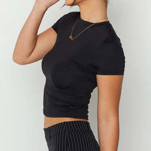 Top court en flanelle à carreaux sur mesure pour femmes, tissu respirant extensible, chemisiers courts décontractés pour l'automne - Product Image 4