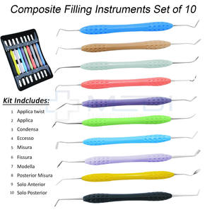 Kit d'instruments de remplissage en composite dentaire avec 10 instruments manuels en acier inoxydable pour usage dentaire professionnel - Product Image 6