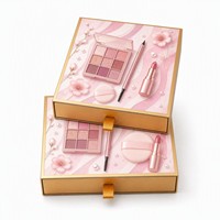 Boîte à tiroir en papier rigide de luxe pour emballage cadeau cosmétique, palette de fards à paupières, ensemble de maquillage, rose doré