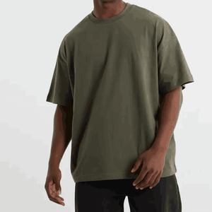 Custom 270gsm Heavyweight 100% Cotton T-Shirt for Men Oversized Boxy Fit Drop Shoulder Cropped O-<b>Neck</b> <b>Light</b> Breathable Solid - Product Image 1