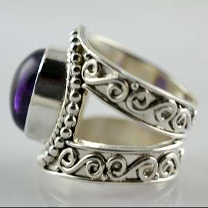 Navya <b>Craft</b> Handmade Women's <b>Ring</b> Amethyst 925 Sterling Silver Boho Style Custom Size 4 14 Natural Jewelry for Everyday Wear - Product Image 5