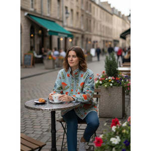 เสื้อแจ็คเก็ตกำมะหยี่ปักลายดอกไม้สีฟ้าอมน้ำเงินคุณภาพพรีเมียม  ผ้าฝ้ายบางเบา  หนังแท้  สำหรับฤดูใบไม้ผลิ  ไซส์ XL - Product Image 6