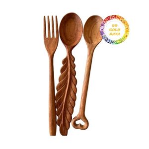 Juego de cucharas de madera Premium diseñadas para cocinar, servir y comer, utensilios de cocina ecológicos adecuados para las necesidades de la cocina - Product Image 1