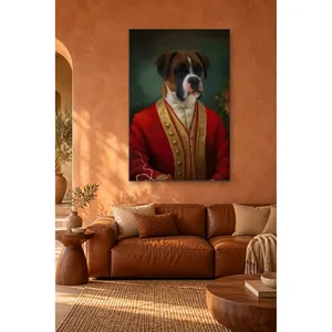 Portrait de Fida Noble Boxer en manteau rouge, impression sur toile - Product Image 1