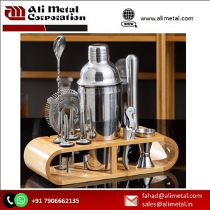 Chai thép không gỉ và công cụ thanh thiết yếu với giá đỡ bằng gỗ cho nhà quầy <span class=keywords><strong>bar</strong></span> và hoàn toàn tùy biến. - Product Image 2