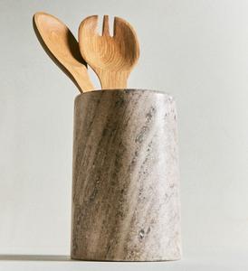 Porte-ustensiles en marbre granit vert foncé fabriqué à la main cuillère cylindrique lourde fourchette outil de cuisine en pierre naturelle comptoir en métal - Product Image 4