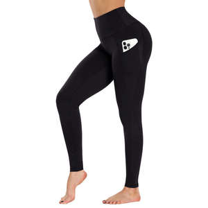 Mallas térmicas gruesas de cintura alta para mujer con bolsillo de poliéster, mallas de yoga con forro polar cálido para invierno - Product Image 5