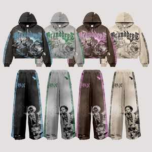 Ensemble 2 en 1 en polaire respirant en polyester/coton à col montant uni unisexe pour l'hiver, logo personnalisé, sweat-shirt lourd régulier - Product Image 2