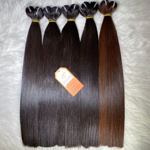 Extensión de cabello humano de alta calidad Super Bone Straight Natural Black, Natural Brown Color Cutícula Aligned Hair - Product Image 6