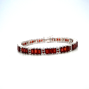 Trendy Natural Red Garnet Gemstone Tennis <b>Bracelet</b> 925 Solid Sterling <b>Silver</b> <b>Adjustable</b> <b>Bracelet</b> Custom Designer - Product Image 3