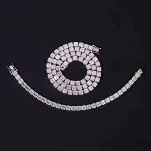 Shreya Diam Men's Round Cut Moissanite Cuban <b>Chain</b> Necklace 925 Sterling <b>Silver</b> Luxury <b>Box</b> <b>Chain</b> Freshwater Pearl Everyday Wear - Product Image 3