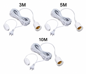 Portalampada E27 con Cavo, Interruttore ON/OFF, Spina a 2 Pin, 3M 5M 10M, Bianco - Product Image 3