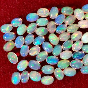 Ópalo Etíope Natural Oval 3x4mm Cabujón Parte Posterior Plana-Excelente Calidad Multifire Ópalo Suelto Oval Cabujón Piedra Preciosa - Product Image 5