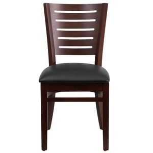 Chaise de salle à manger Darby de style mid-century en teck massif avec assise en cuir PU et finition noyer pour usage intérieur. - Product Image 2