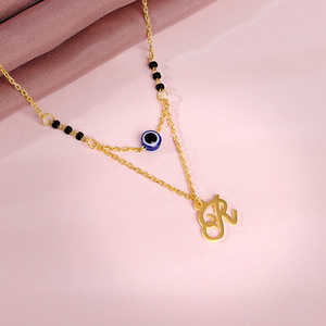 สร้อยคอแมนกาลสุตราสแตนเลสสตีลชุบทอง 14K แบบสั่งทำพิเศษ จี้แฟชั่นทำมือ ศาสนาฮินดู - Product Image 1