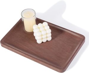 Plateau de vanité en marbre de grès 11,8 pouces, pierre brune, organisateur décoratif pour salle de bain, bureau, vaisselle - Multifonctionnel, lave-vaisselle - Product Image 1