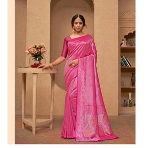 Baellerry — sarerie en soie douce, avec tissage avec palette lourde et bordure tissée avec la même pièce, Blouse pour mariage et vêtements spéciaux - Product Image 1