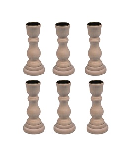Chandeliers en bois inachevé de 4 pouces de haut avec centre de tasse de bougeoir en métal-Lot de 6 piliers votifs de méditation en gros - Product Image 6