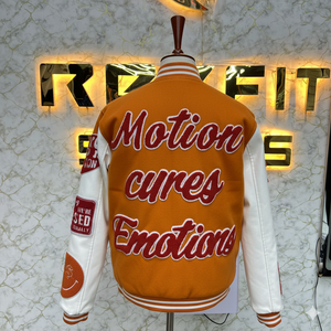 Prefect Cutting Sport Edition Embroidered Wool and Silk Men's Jacket with <b>Covered</b> <b>Button</b> Closure versity jackets men jackets - Product Image 4