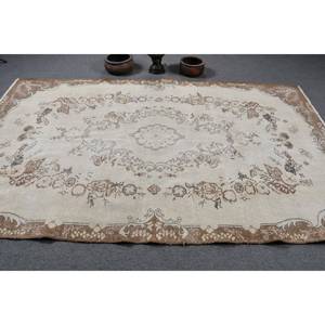 Tapis Vintage Turc Beige Marron 5.4 X 9.1ft Laine Tissage Plat Eco Friendly Latex Patchwork Motif Salon Salle À Manger - Product Image 3